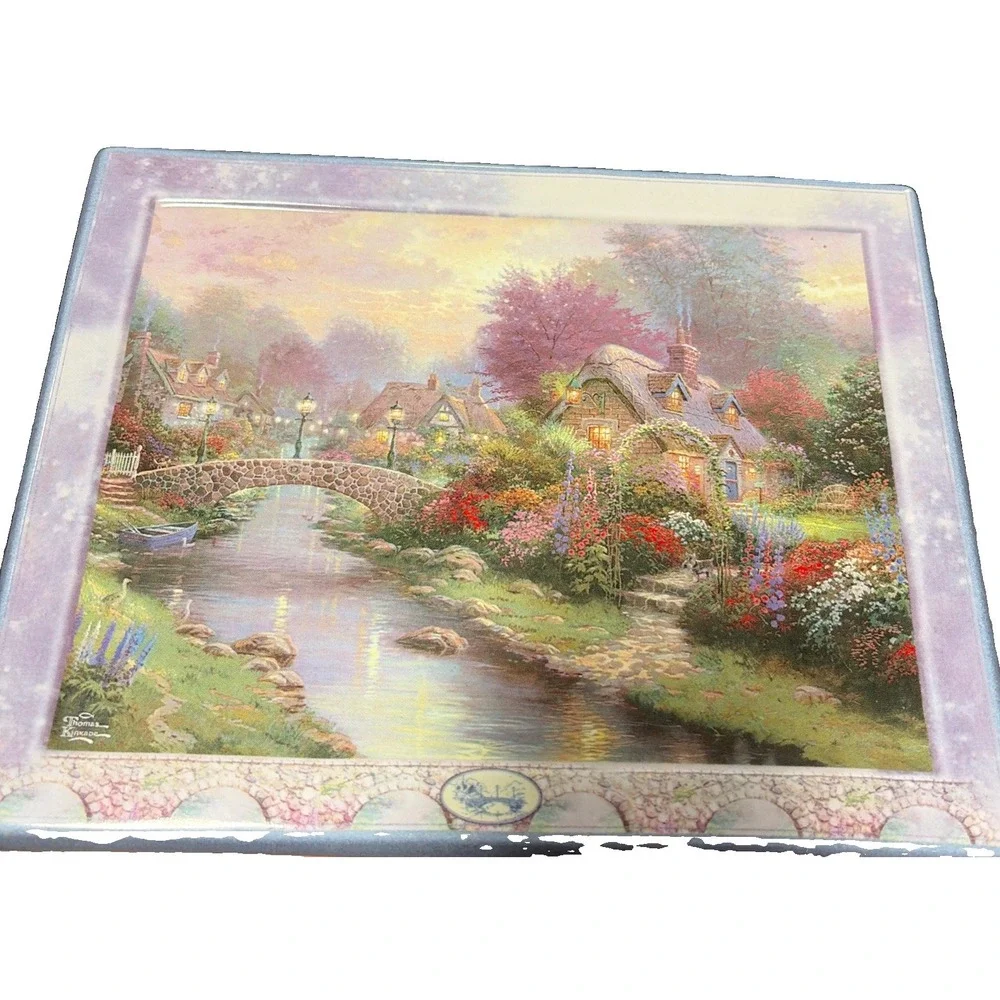 Thomas Kinkade Lamplight Bridge Plate Bridges of Life Bradford Exchange 1999